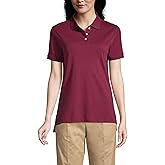 Lands' End Essentials Women's Short Sleeve All Day Comfort Polo Shirt - 100% Cotton Won't Shrink Pill Fade