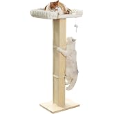 Cat Scratching Post with Large Window Perch, 47-Inch Tall Sisal Cat Tree | Glass Suction-Cup Mounting; For Large Cat &amp; Maine Coons; Thick Square Sisal Post; Ultra-Soft Bolstered Bed; Hold Up to 45 lbs