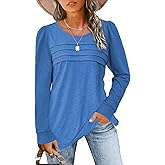 JomeDesign Womens Tops Long Sleeve Crew Neck Shirts Puff Sleeve Casual Tshirts