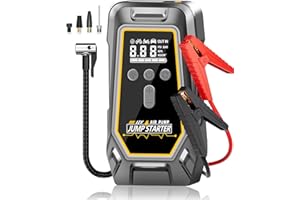 NOBIWA Jump Starter with Air Compressor - 3X Faster Inflation, 150PSI Portable Tire Pump for Car Tires with Digital Pressure Gauge, LED Light Cordless Pump for Car Starting, Motorcycle, Bicycle, Balls