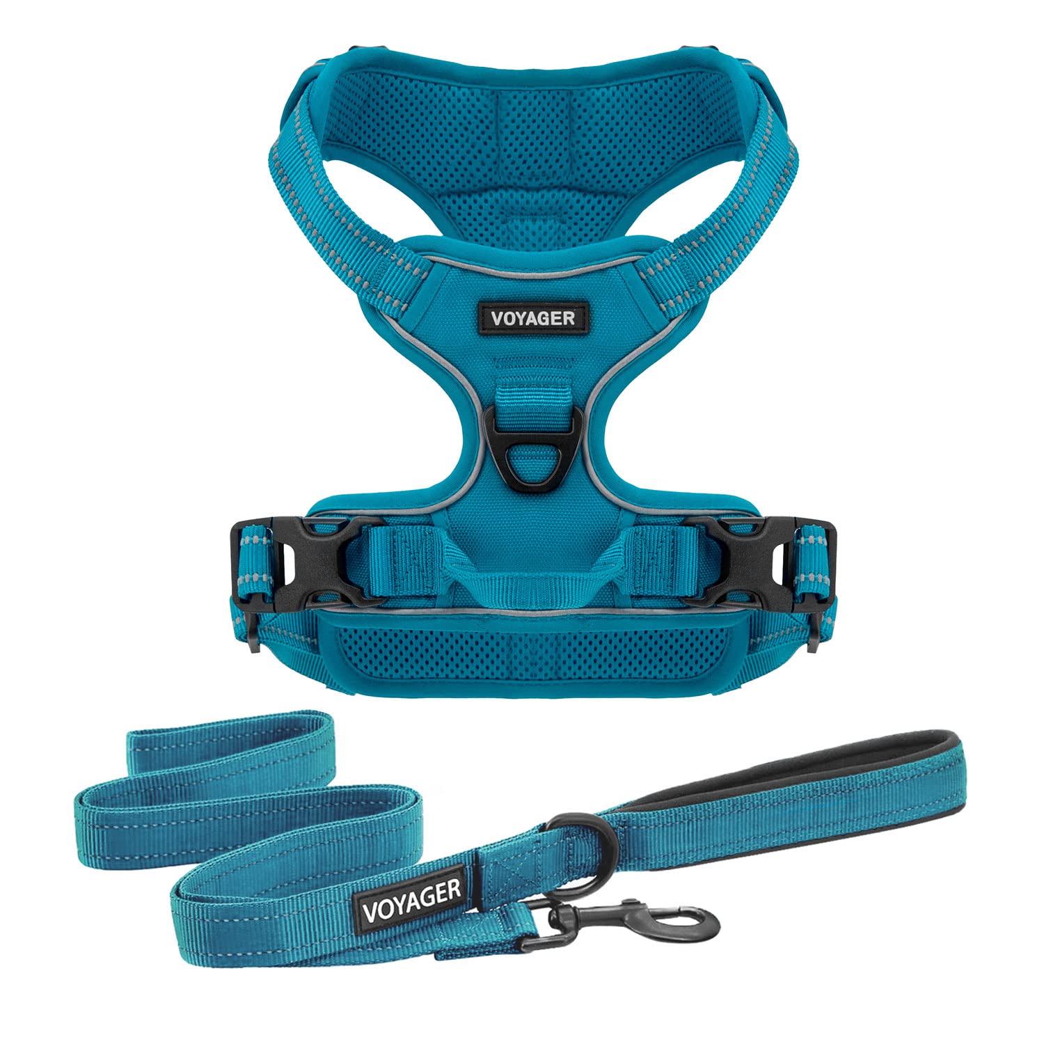 Best Pet Supplies Voyager Dual Attachment Outdoor Dog Harness and Leash Bundle by Best Pet Supplies | NO-Pull Pet Walking Vest Harness - Turquoise, XS (Chest: 13-17")