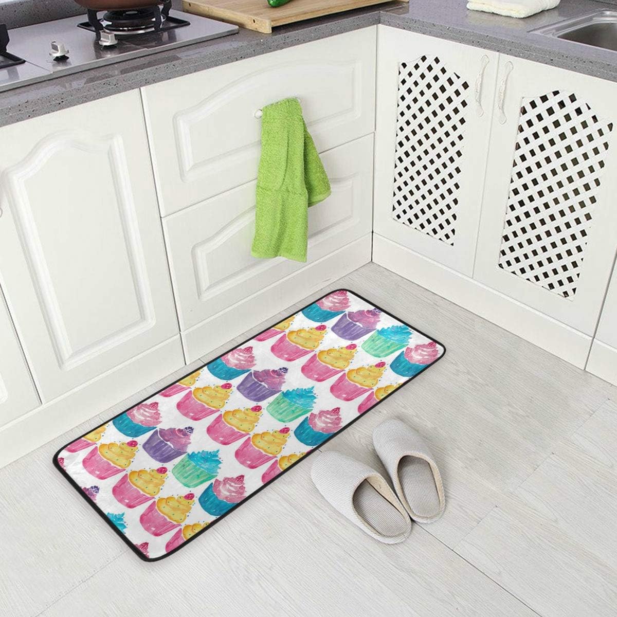 Amazon Com Doublecw Cupcake Kitchen Rug Mat Standing Anti Fatigue Comfort Door Mat With Non Slip Back Waterproof Floor Mat Easy To Clean Kitchen Dining