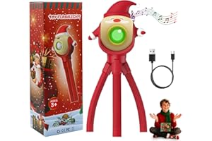 Taikcsut Christmas Kids Flashlight Toy Gifts- Santa, Christmas Gifts,Foldable Octopus Stand, LED with 8 Color Modes & 8 Songs, Gift for Holiday Parties, Camping, Indoor/Outdoor Decor (Santa Claus)