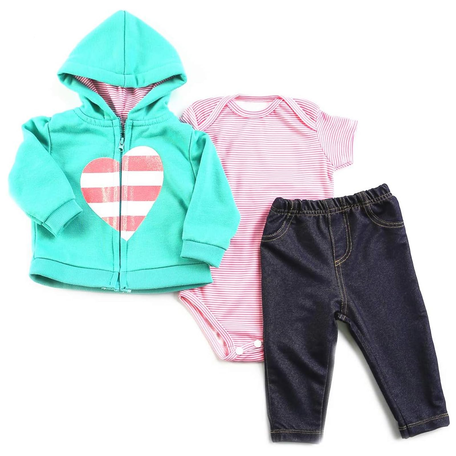 ZIYIUI Reborn Baby Doll Clothes Toys Dress Kids Simulation Doll Lovely Romper White Clothes Decor Accessories for 20-22inch Dolls (Light green) — image 1