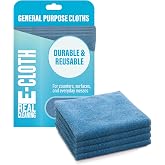 E-Cloth General Purpose Cleaning Cloth Kit, Reusable Cleaning Towel, 4 Pack | Cleaning Cloths for House, Versatile Use for Glasses, Windows, Mirrors, Cars, Cameras, Cleans with Water, Alaskan Blue