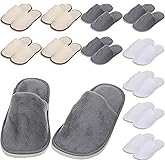 Tarpop 12 Pairs Disposable Slippers for Guests Bulk House Spa Slippers Fluffy Coral Fleece Indoor Hotel Shoes for Women Men Shoeless Home Hotel Bedroom Travel(White, Yellow, Grey)