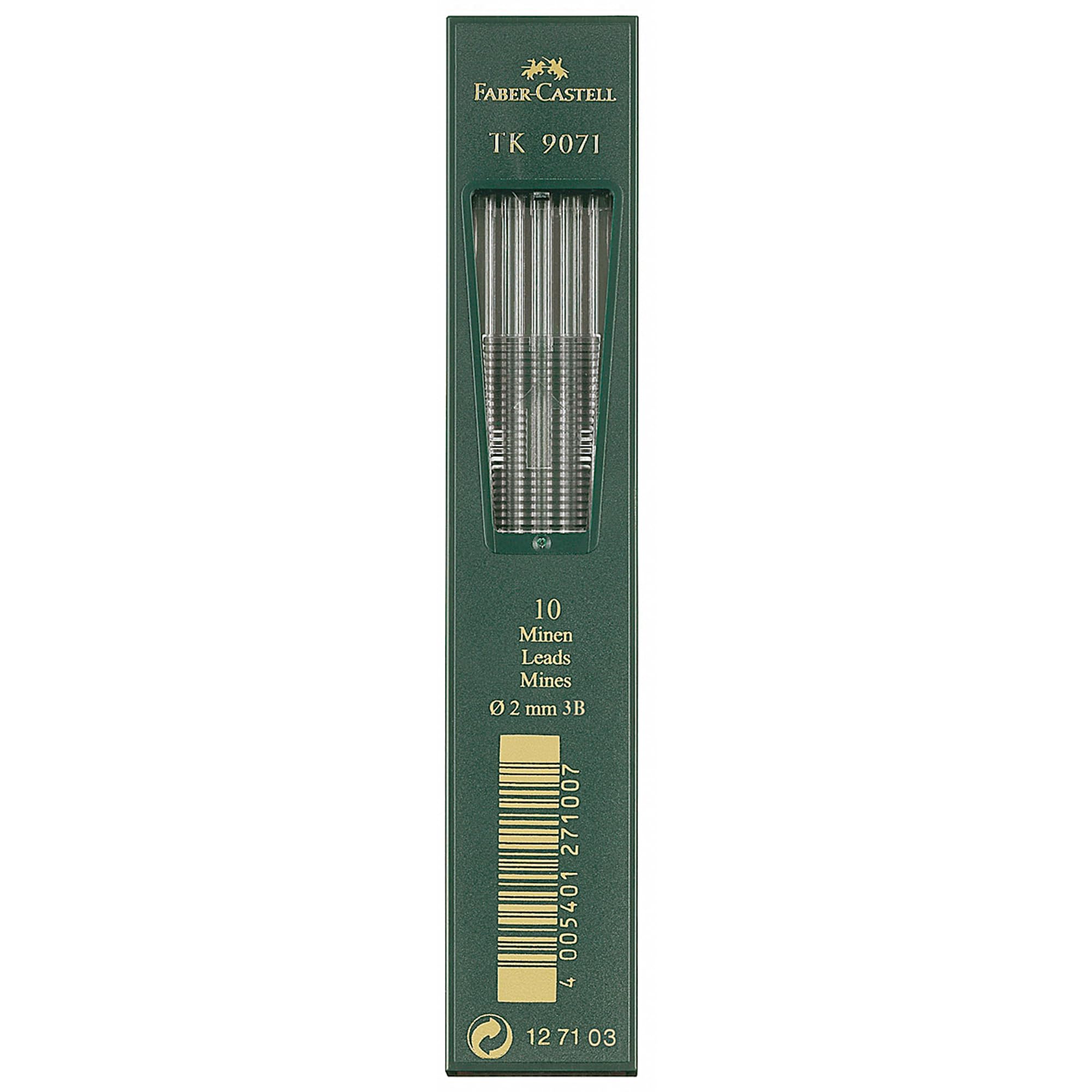Faber-Castell F127103 TK9071 2mm 3b Leads (Pack of 10), Black