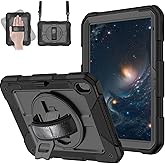 MENZO Case for iPad A16 11th Generation 11 Inch 2025, iPad 10th Gen 2022 10.9 inch, 360° Rotating Stand, Built-in Pencil Holder, Convenient Hand and Shoulder Strap, Durable Shockproof, Black
