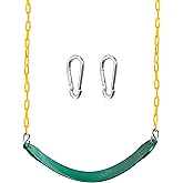 TURFEE Heavy Duty Swing Seat Green Color with 66” Chain, Swing Set Accessories Replacement with Snap Hooks for Kids Outdoor Play Playground