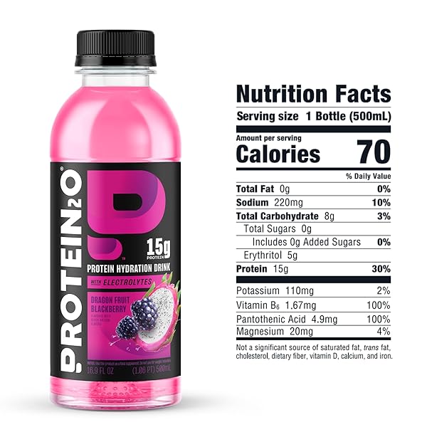 PROTEIN2O 15G WHEY PROTEIN ISOLATE HYDRATION DRINK, 350MG OF ELECTROLYTES, VITAMINS B5 & B6, LOW SUGAR, FLAVOR FUSION VARIETY PACK, 16.9 OZ BOTTLE (PACK OF 12)