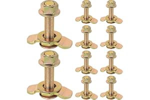 PALOZO L Track Threaded Stud Fittings L-Track Threaded Double Stud Lug Fitting Tie Down, Used with L Track Rails for Truck Bed or Trailer Cargo Control, Pack of 10, Gold