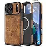 MOLLNSSN Magnetic for iPhone 17 Pro Max Leather Case, [Compatible with Magsafe] Business Classic Style Shockproof Men Women，Protective Slim fit Phone Cover for iPhone 17 Pro Max, Brown