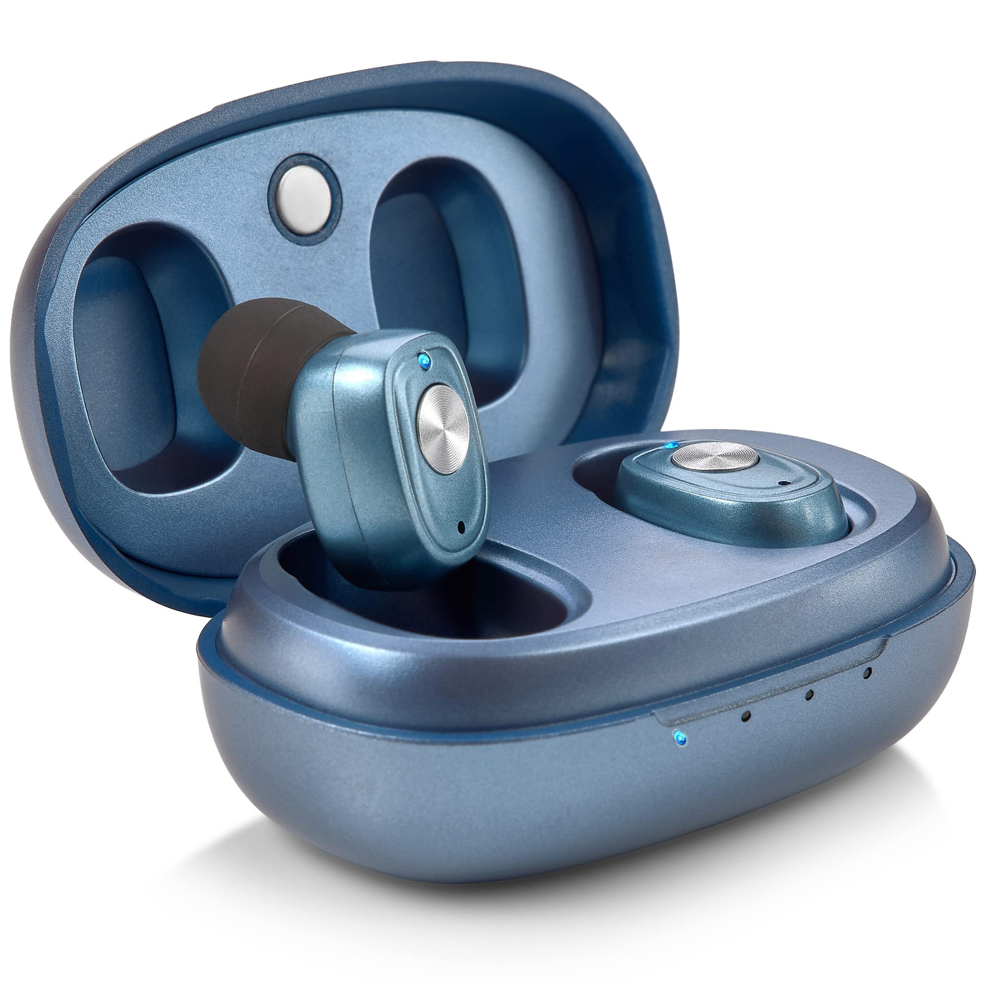 Rechargeable Hearing Amplifier Pair w/Noise Cancelling, Digital Sound Device for Seniors & Adults - ITC Nano Personal Amplifier - One Touch Control & Low Sound Distortion Hearing Assist Device, Blue