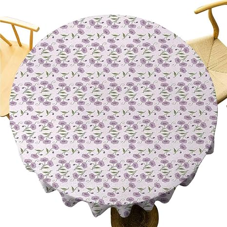 Amazon Uetech チュールラウンドテーブルクロス 落書き パステルカラー ハートと花 自然の花の抽象イラスト コーラルペールブルーベージュ Diameter 70 テーブルクロス オンライン通販