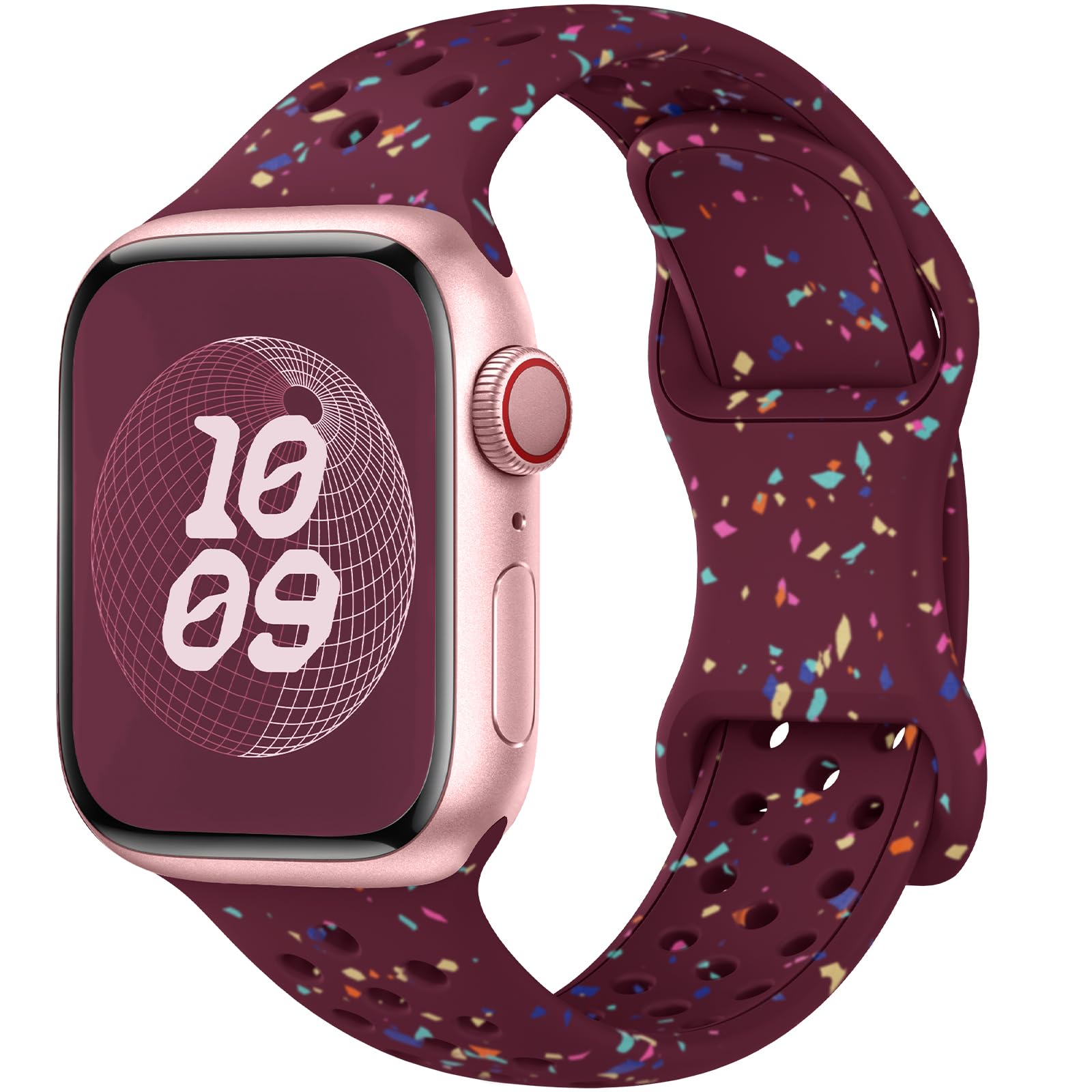 Breathable Sport Band Compatible with Apple Watch Band 40mm 38mm 41mm 42mm 44mm 45mm 46mm 49mm for Women，Soft Silicone Wristband Waterproof Strap for iWatch Series 10 SE 9 8 7 6 5 4 3 2 1 Ultra