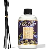 Cocorrína Reed Diffuser Refill Lavender Thyme 17oz (500ml) with 8 Rattan Sticks - Premium Long-Lasting Scented Oil, Home Fragrance for Bedroom, Bathroom Home Decor