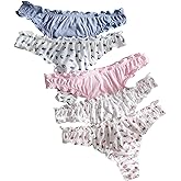 GORGLITTER Women's 5pack Cute Panties Floral Print Low Rise Frilly Panties Coquette Underwear Set