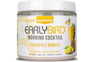 EarlyBird Morning Cocktail - Pineapple Mimosa 45 Servings - Clean Energy Drink (Natural Caffeine), Increased Motivation (Nootropics), Supercharged Hydration (Electrolytes) - Wake Up Early Drink w/
