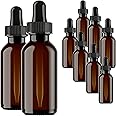 Glass Bottles for Essential Oils - 9 Pack 30 ml Refillable Empty Amber Bottle with Dropper and Cap – DIY Blends Supplies Tool & Accessories Perfume Aromatherapy – Carrier Oil Kit – Bulk Essentials