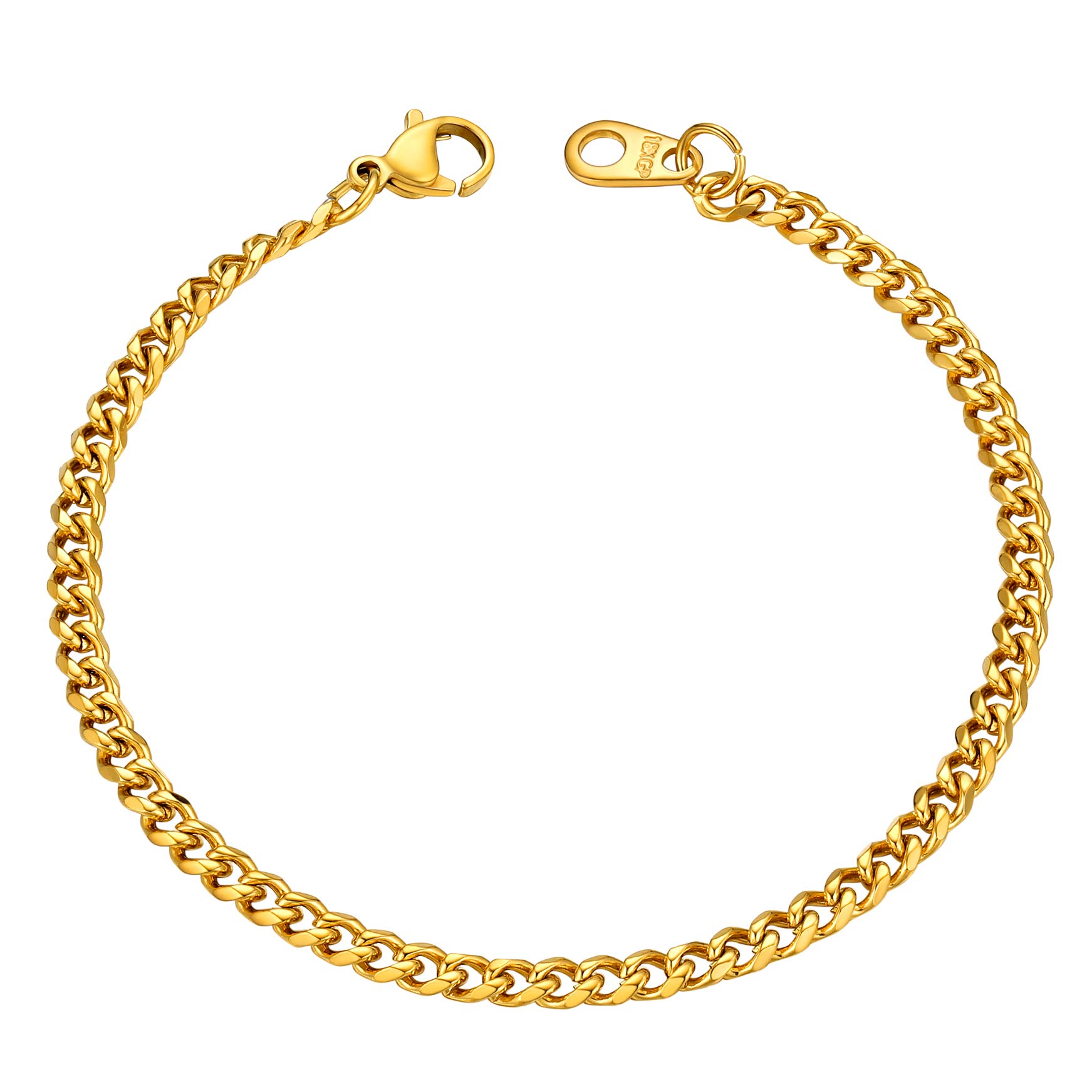 U7 Mens Gold Bracelet Curb Chain Braclets for Women Link Braclet