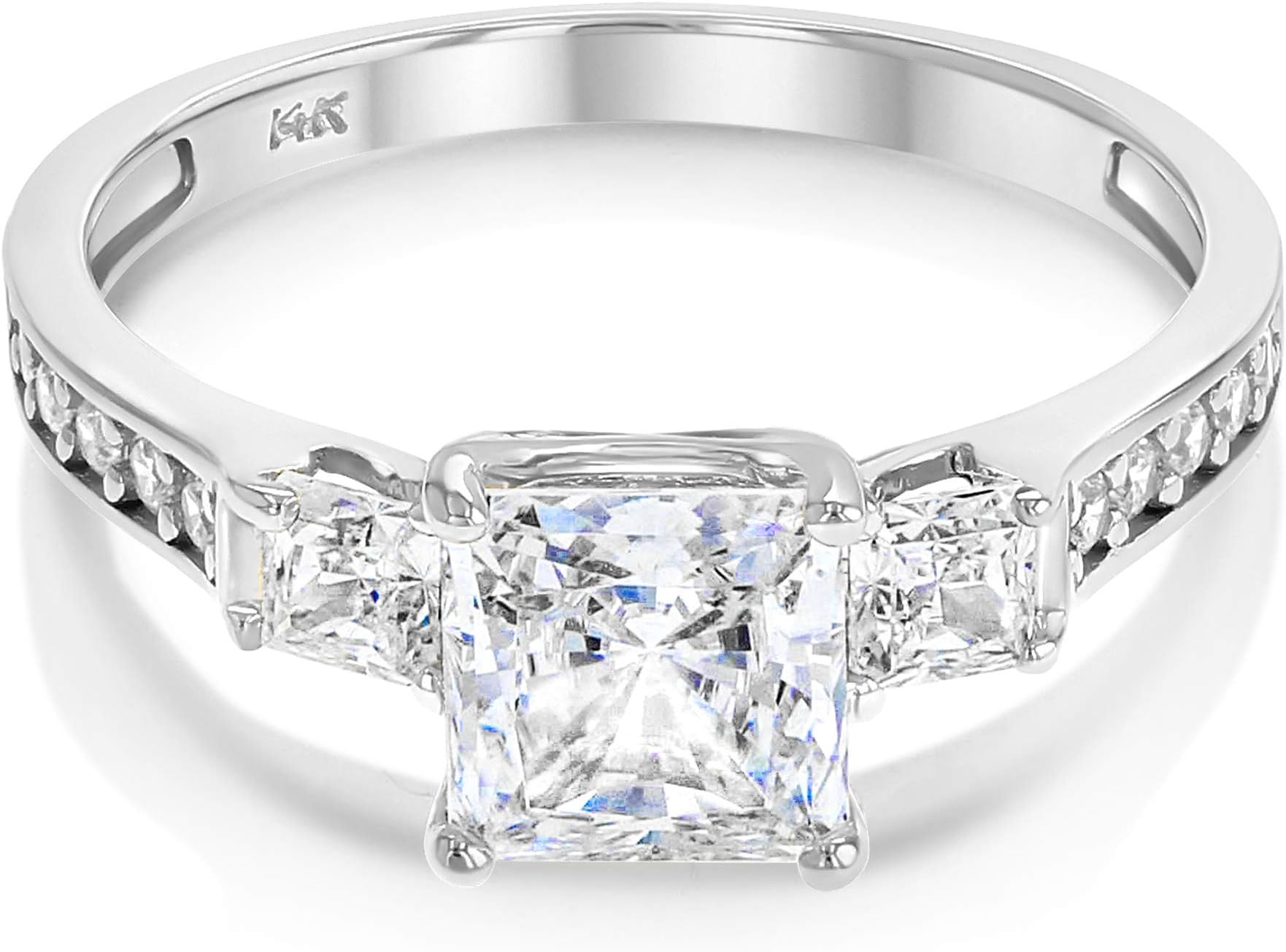 14k Solid Yellow OR White Gold 1.5 Ct. Cubic Zirconia CZ 3 Stone Princess Cut Engagement Ring Band