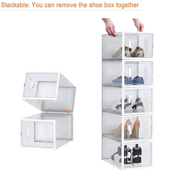 SIMPDIY SHOE BOX, 12 PACK LARGE SHOE STORAGE BOXES CLEAR PLASTIC STACKABLE, SHOE ORGANIZER CONTAINERS WITH LIDS FOR SIZE 13
