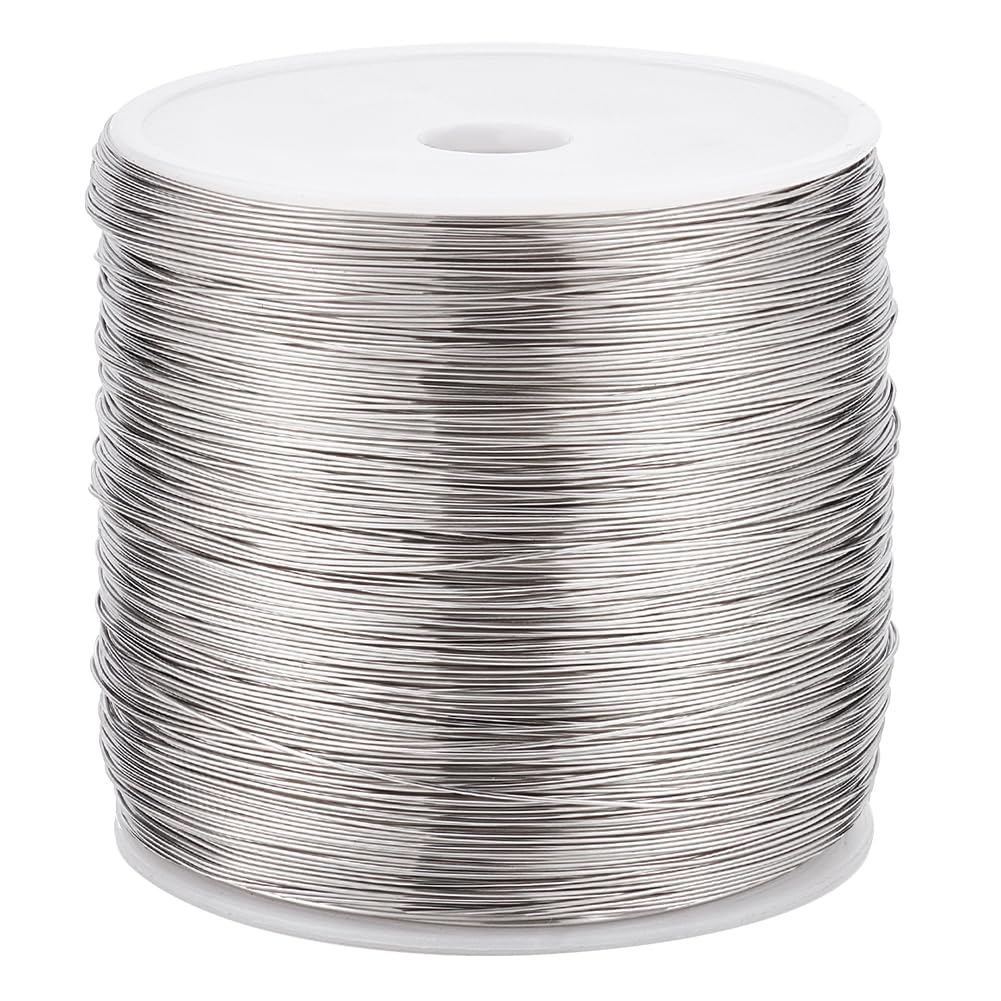 BENECREAT 250m/820.2 Feet 0.4mm/26 Gauge Single Strand Tiger Tail Beading Wire, Stainless Steel Craft Jewelry Beading Wire for Crafts, Jewelry Making, Sculpture Frame