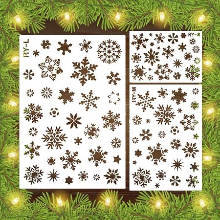 Pawaca Set Di 3 Stencil A Forma Di Fiocco Di Neve Per Decorazioni Natalizie Più Di 30 Modelli Di Fiocchi Di Neve Per Decorazioni Invernali E Per