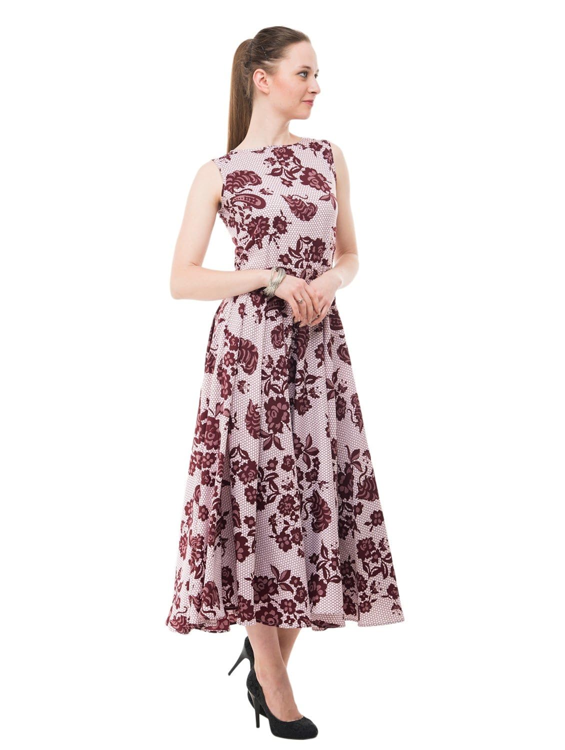 karmic vision women's multi-coloured fit & flare maxi dress