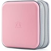 alavisxf xx CD Case, 48 Capacity Hard Plastic Zipper Disc Wallet for Car | DVD Holder, Portable Hand Strap, Anti-Slip Sleeves, Scratch-Resistant Sleeves, Disc Storage Organizer, for Home Office Travel