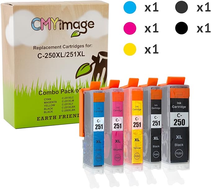CMY Image Compatible PGI250XL & CLI251XL (Bulk Set of 5