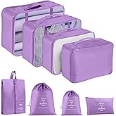 Packing Cubes for Travel - 8 Set Luggage Organizer Bags for Family, Mesh Breathable Packing Cubes for Suitcases Durable Travel Essentials Bags Set