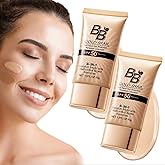 Generic Korean BB Cream with SPF 50, 9 in 1 BB Cream Sunscreen SPF 50 Korean Waterproof Sweatproof, Foundation Full Coverage Tinted Moisturizer, Facial Concealer for Oily Skin, Dry Skin (2Pcs 02#)