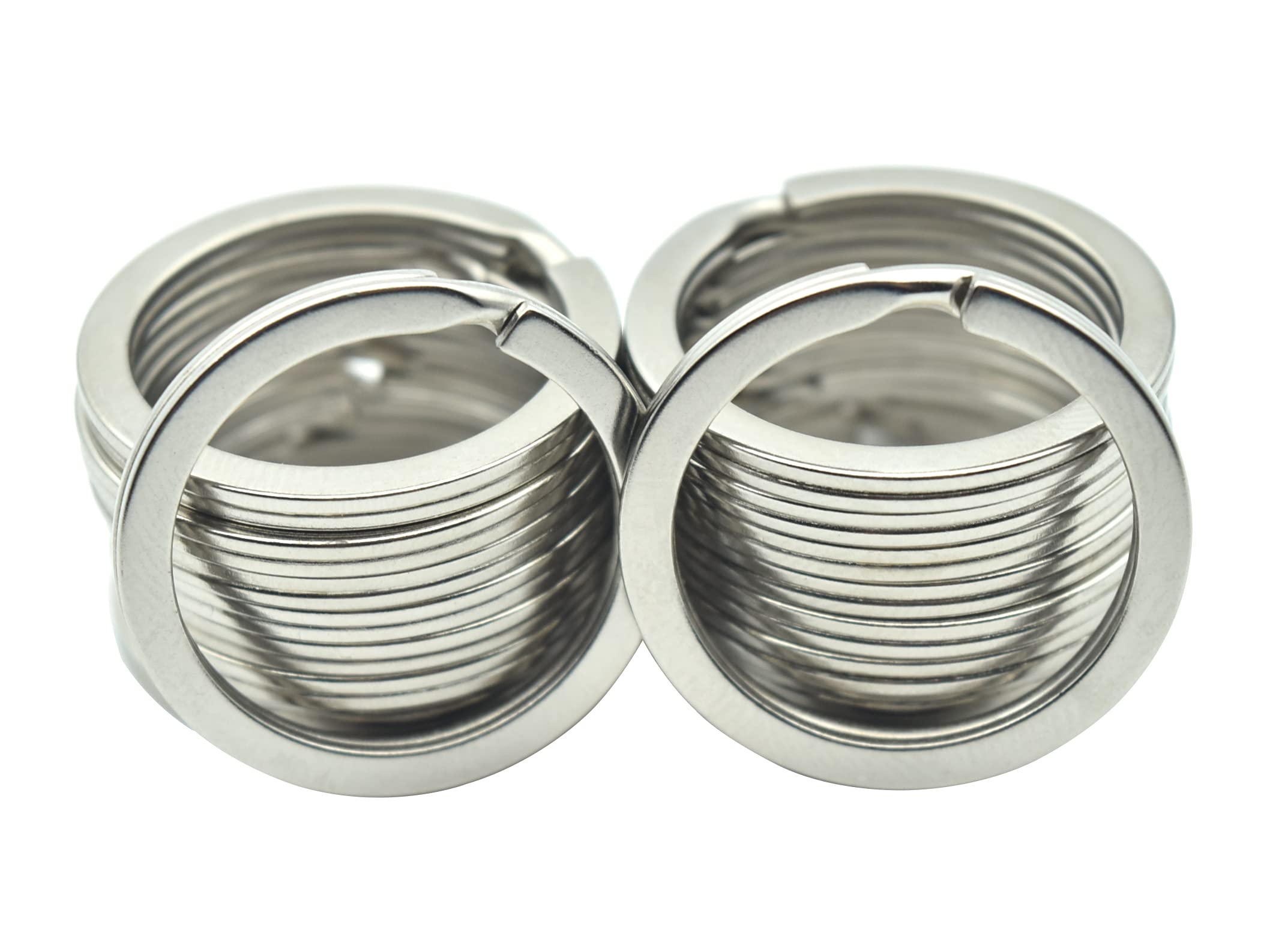 Photo 1 of 20 Pack Key Ring Keychain 1 Inch 25mm Diameter Metal Flat Split Key Chains Rings for Home Car Dog Tag Office Lanyards Keys Attachment Silver