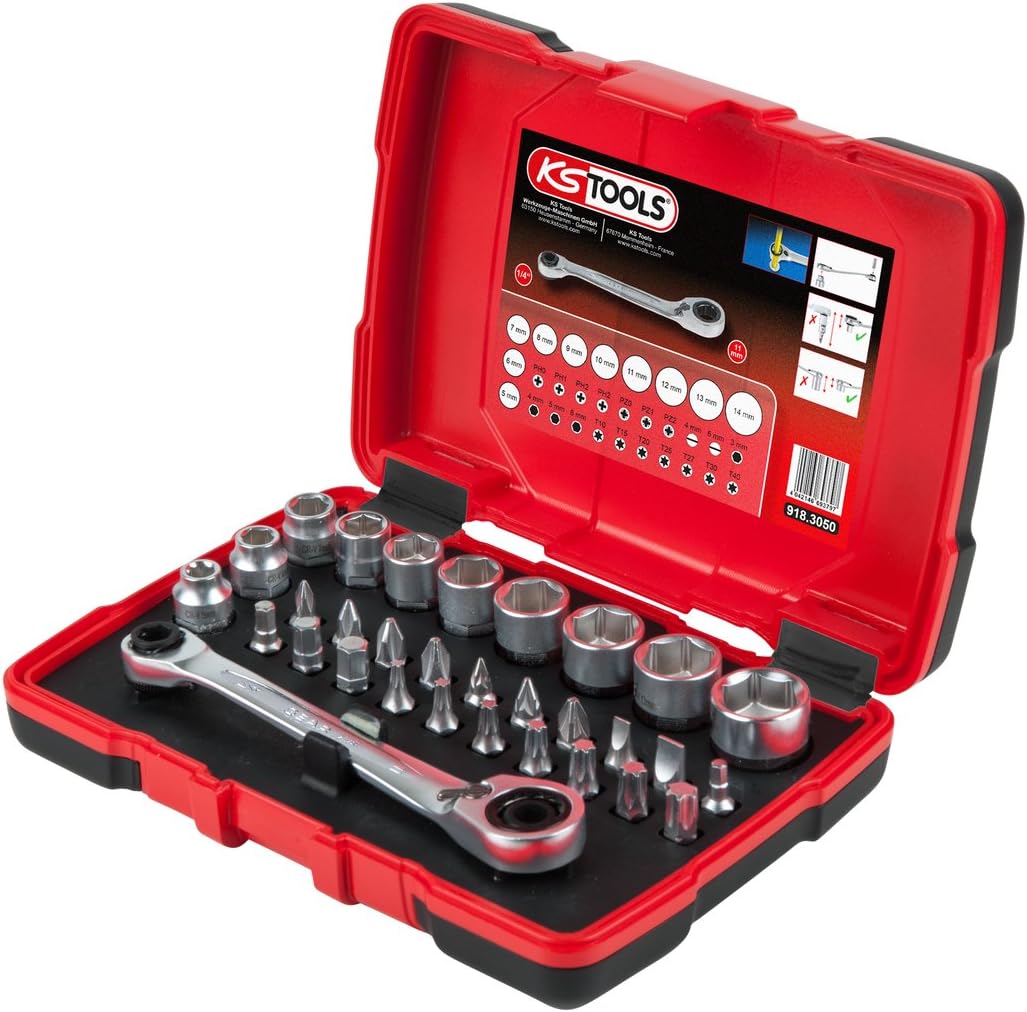 KS Tools 918.3050 1/4" + 11 mm Go through socket and bit set, 31 pcs, Black / Grey / Red, 1/4 Zoll /11 mm - Image 3