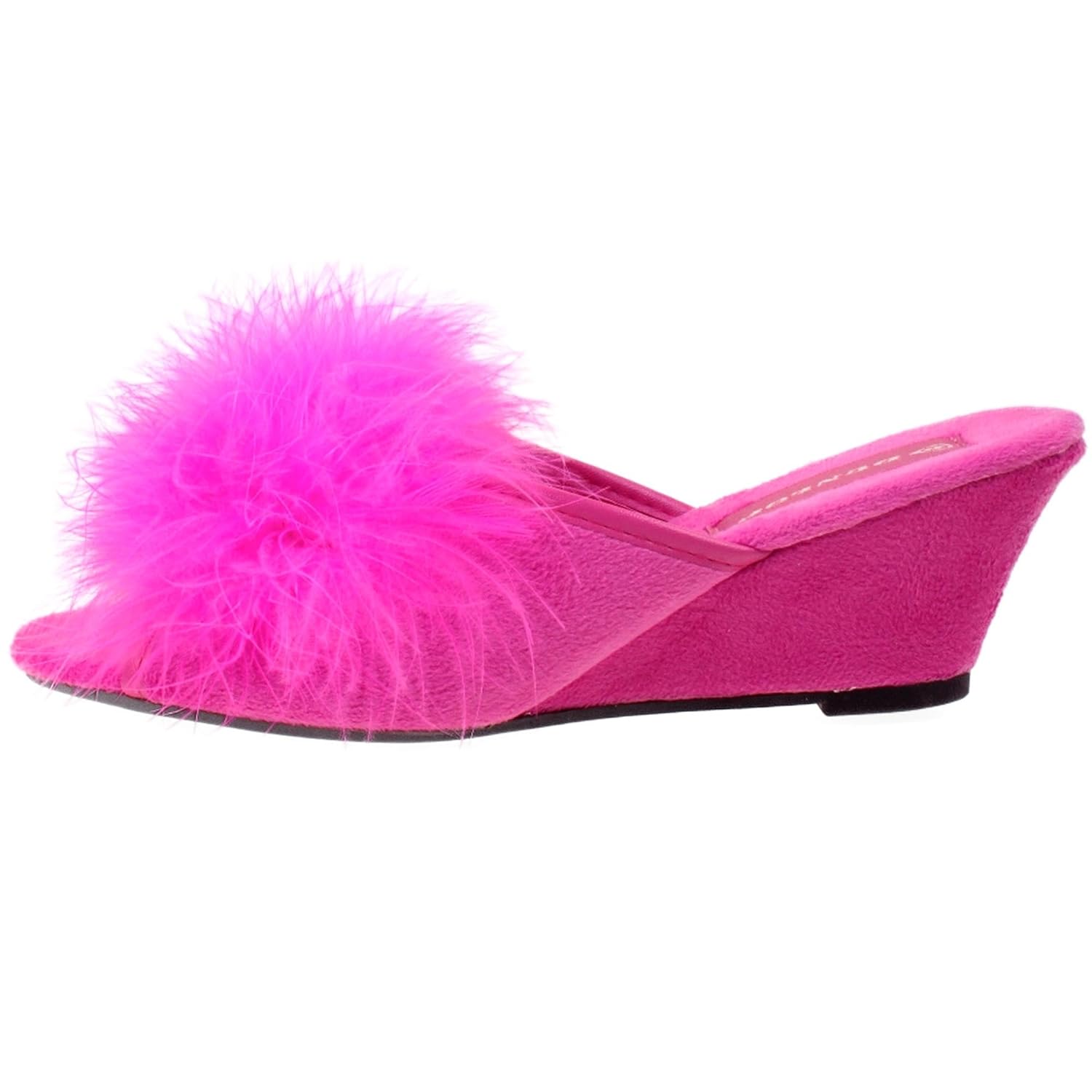 fluffy wedge mule slippers