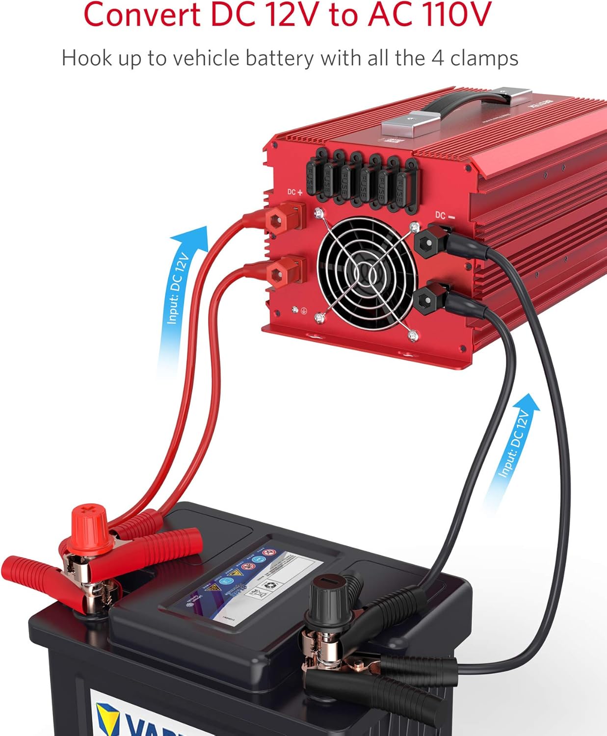 BESTEK 2000W Power Inverter 3 AC Outlets DC 12V to 110V AC Car Power Converter for Camping Outdoor Power Supply ETL Listed: Electronics