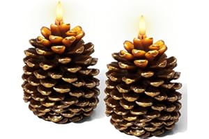Christmas Decorations Indoor, Christmas Decor - Pinecone Candles Battery Operated, Flickering Flameless LED Pine Cone Candles
