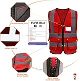 AYKRM Red Safety Vest Personalised Hi Vis Class 2 with Pockets EN20471 view 3