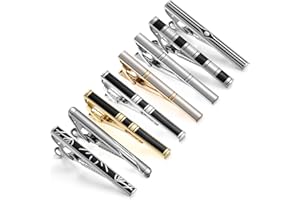 Wynameleri Classic Tie Bars Clips 8 PCS, Business Shirt Necktie Pin Pinch Clip Set for Men