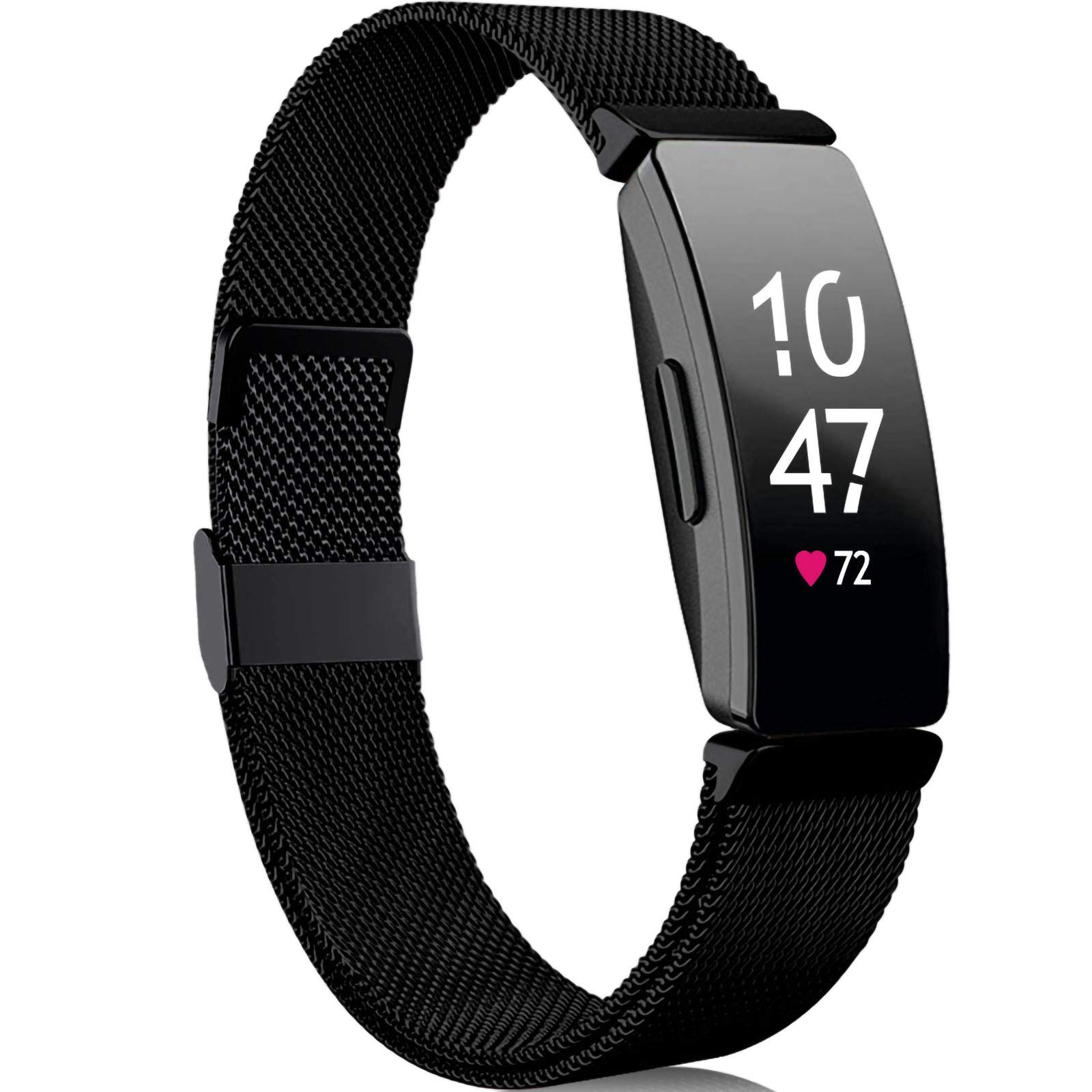 Faliogo Compatible with Fitbit Inspire Bracelet/Fitbit Inspire 2 Bracelet/Fitbit Inspire HR Bracelet, Metal Stainless Steel Bracelet Compatible for Fitbit Ace 2, for Women Large, Black