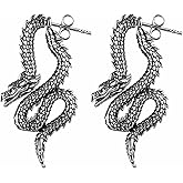 HZMAN Retro Dragon Earrings for Men Women Stainless Steel Gothic Punk Piercing Splicing Dragon Head Stud Earring Party Jewelry Gift