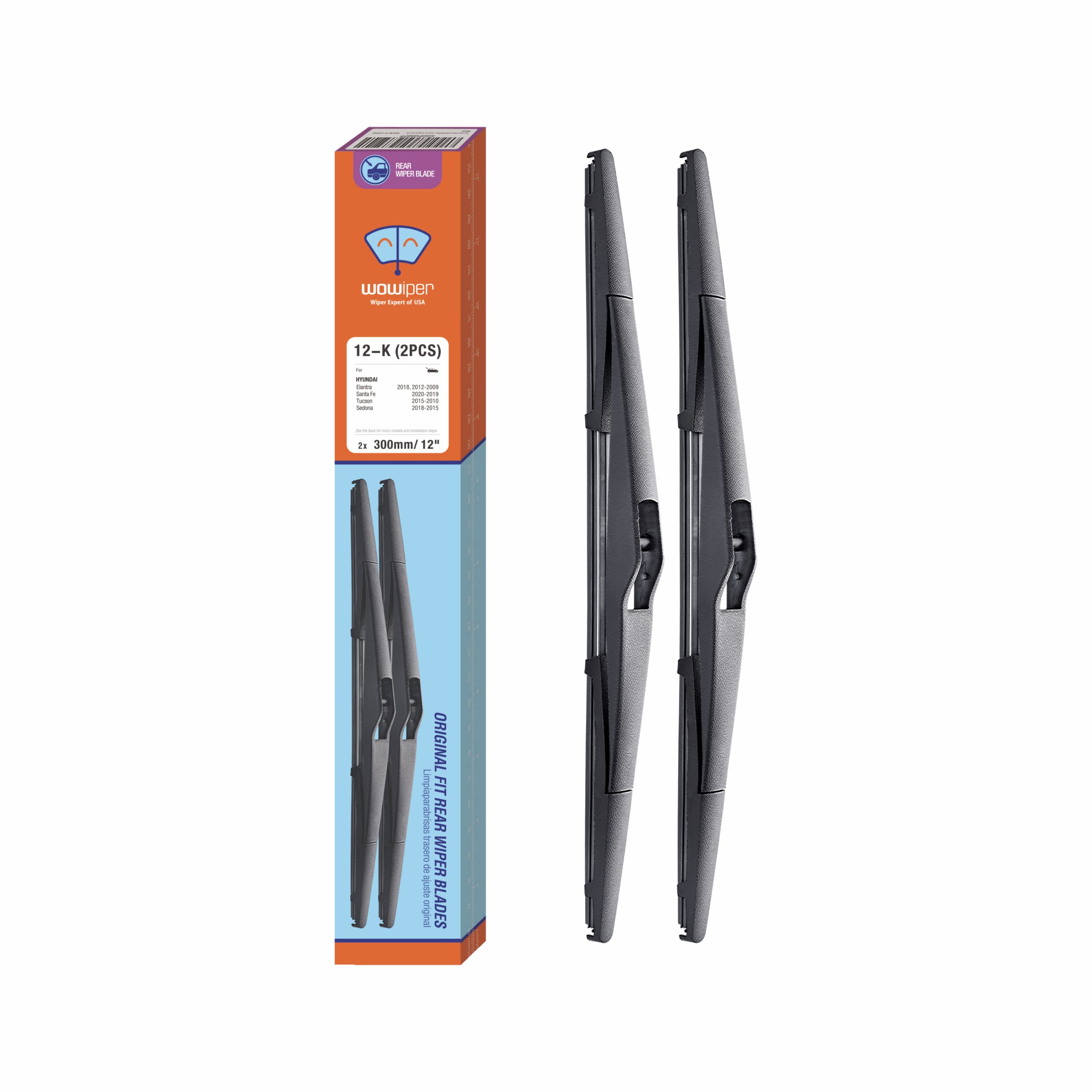 Photo 1 of 12 inch (12-K) Rear Wiper Blades Replacement for Hyundai Tucson 2015-2010/Kia Sportage 16-11 +More BACK Windshield Wiper Blades For My Car Pack of 2