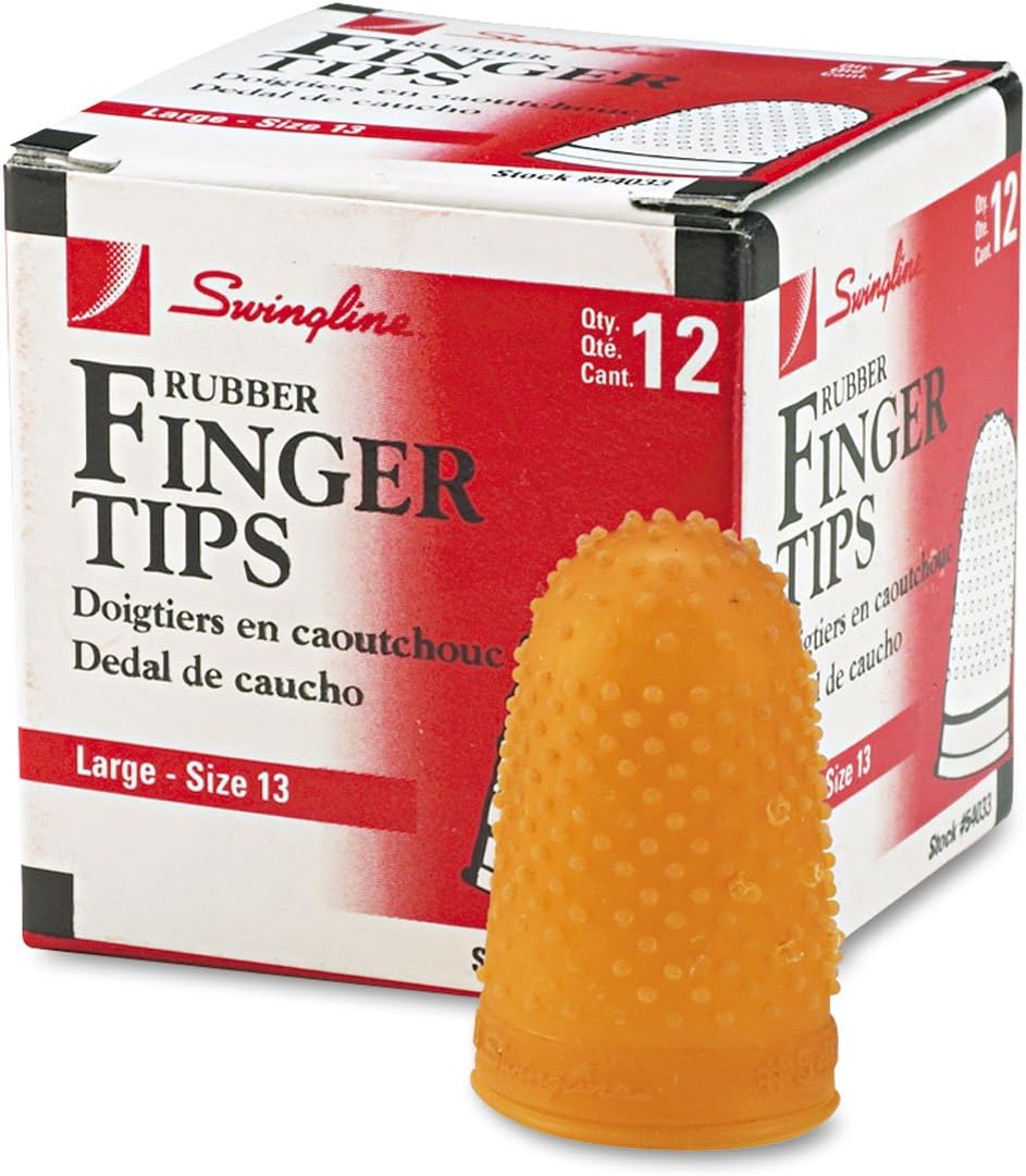 Swingline 54033 Rubber Finger Tips, Large, 3/4-Inch Diameter, 12/BX, Amber