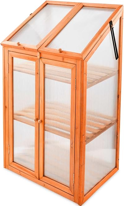 SG Traders Wooden Greenhouse for Garden with Polycarbonate Panels H120 x W69 x