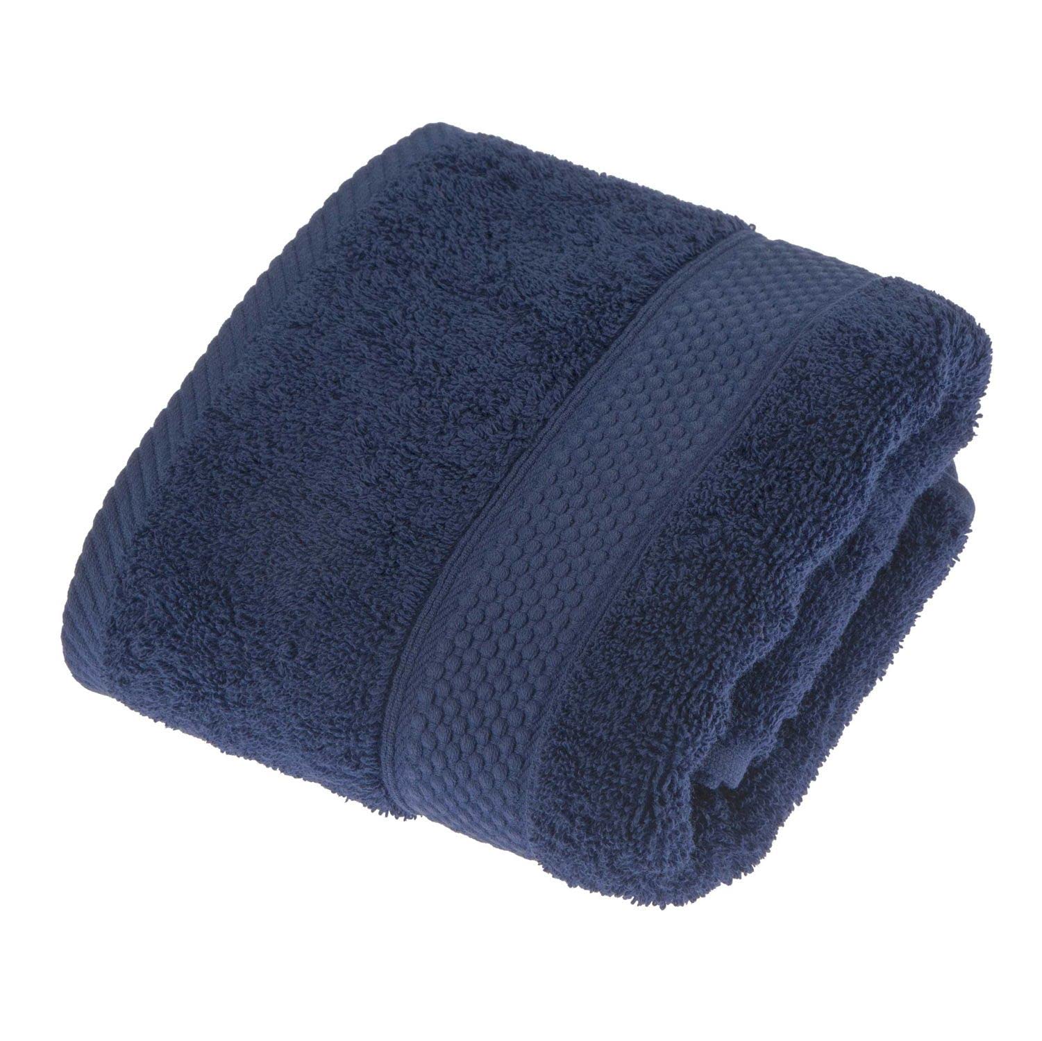 HOMESCAPES Navy Blue Turkish Cotton Hand Towel Super Soft Thick & Absorbent 500 GSM Towel Heavy Weight for everyday Luxury