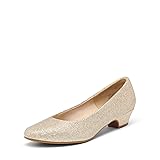 DREAM PAIRS Women's Mila Low Chunky Heel Pump