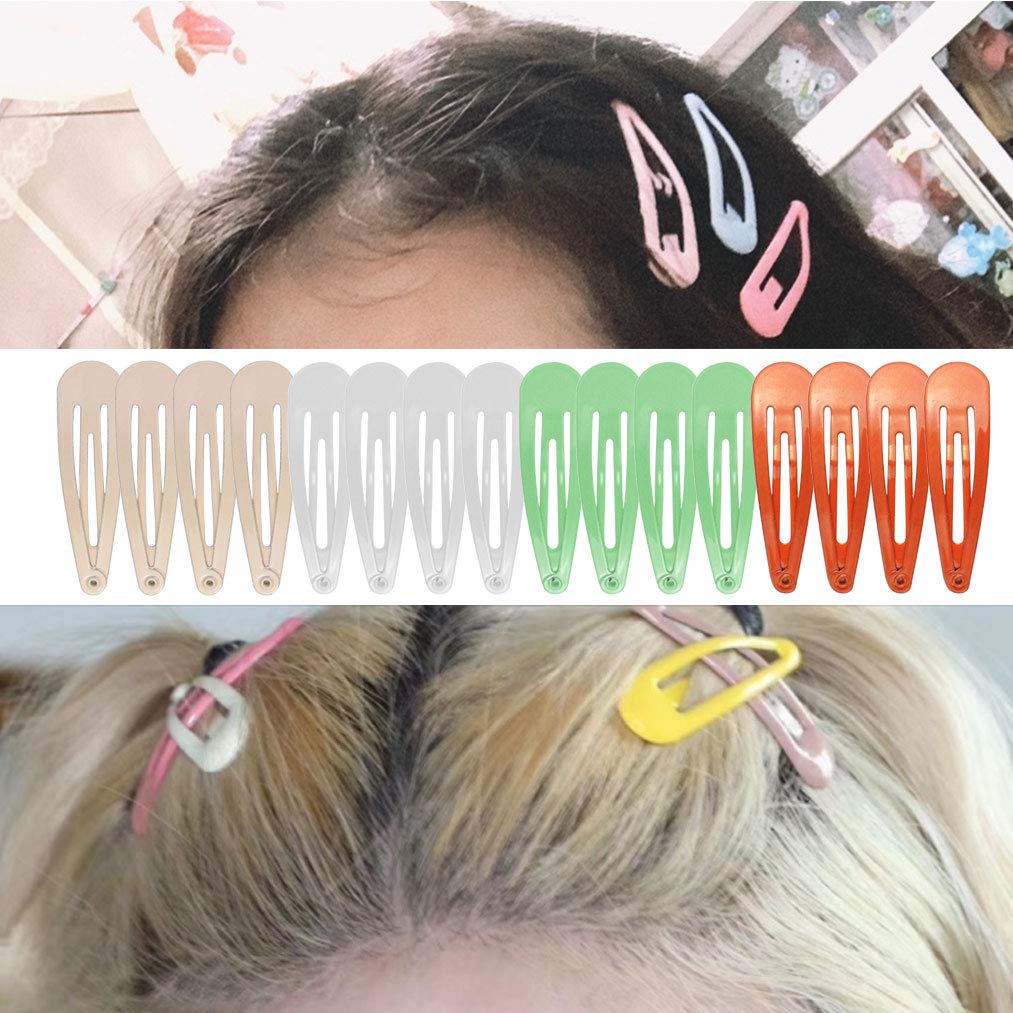 Yolyoo 90 Pcs/18 Colors Snap Hair Clips Non-Slip Metal Barrettes Hair Clips for Women Girls Teens
