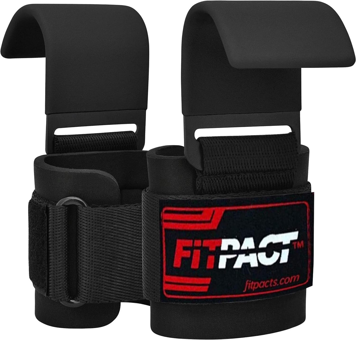 FITPACT Weight Lifting Hook Straps Wrist Support Training Gym Bodybuilding Powerlifting Weightlifting Adjustable Non Slip Workout Deadlift Chin up Padded Barbell Grips (Comes in Pair)