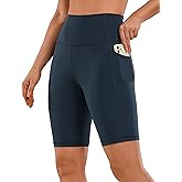 CRZ YOGA Women's Naked Feeling Biker Shorts with Pockets 8'' - High Waisted Yoga Gym Workout Spandex